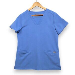 Figs Casma Three Pocket Scrub Top Womens Small Blue FW1100‎
